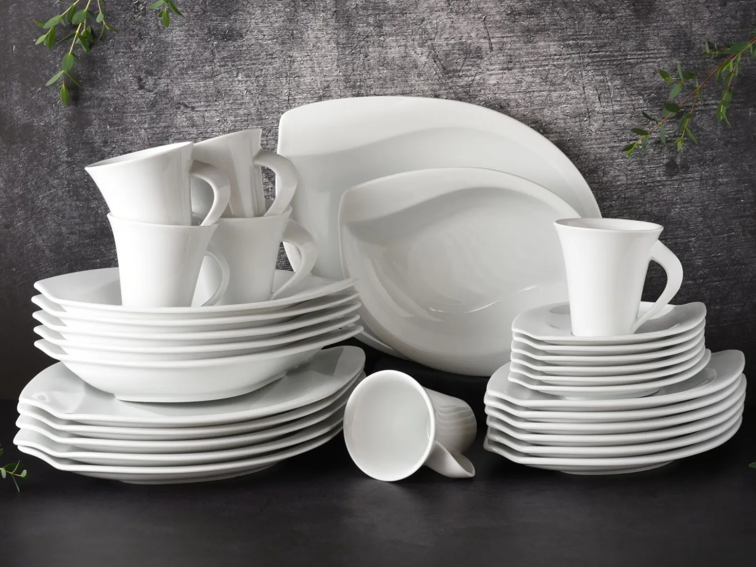 Creatable Geschirrset|Acacia - Kombiservice 30-tlg - Weiss