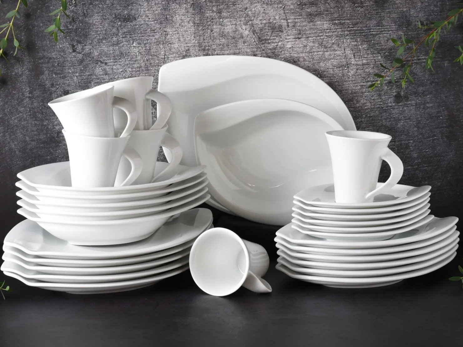 Creatable Geschirrset|Acacia - Kombiservice 30-tlg - Weiss