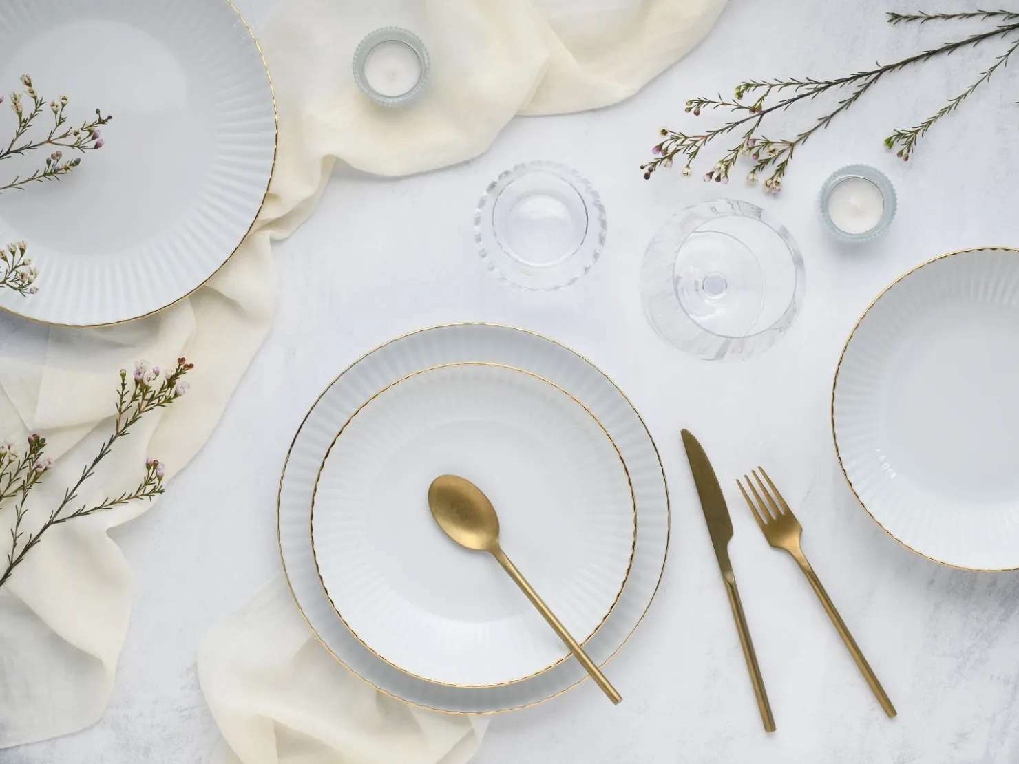 Creatable Geschirrset|Allegra - Tafelservice 12-tlg - Goldband