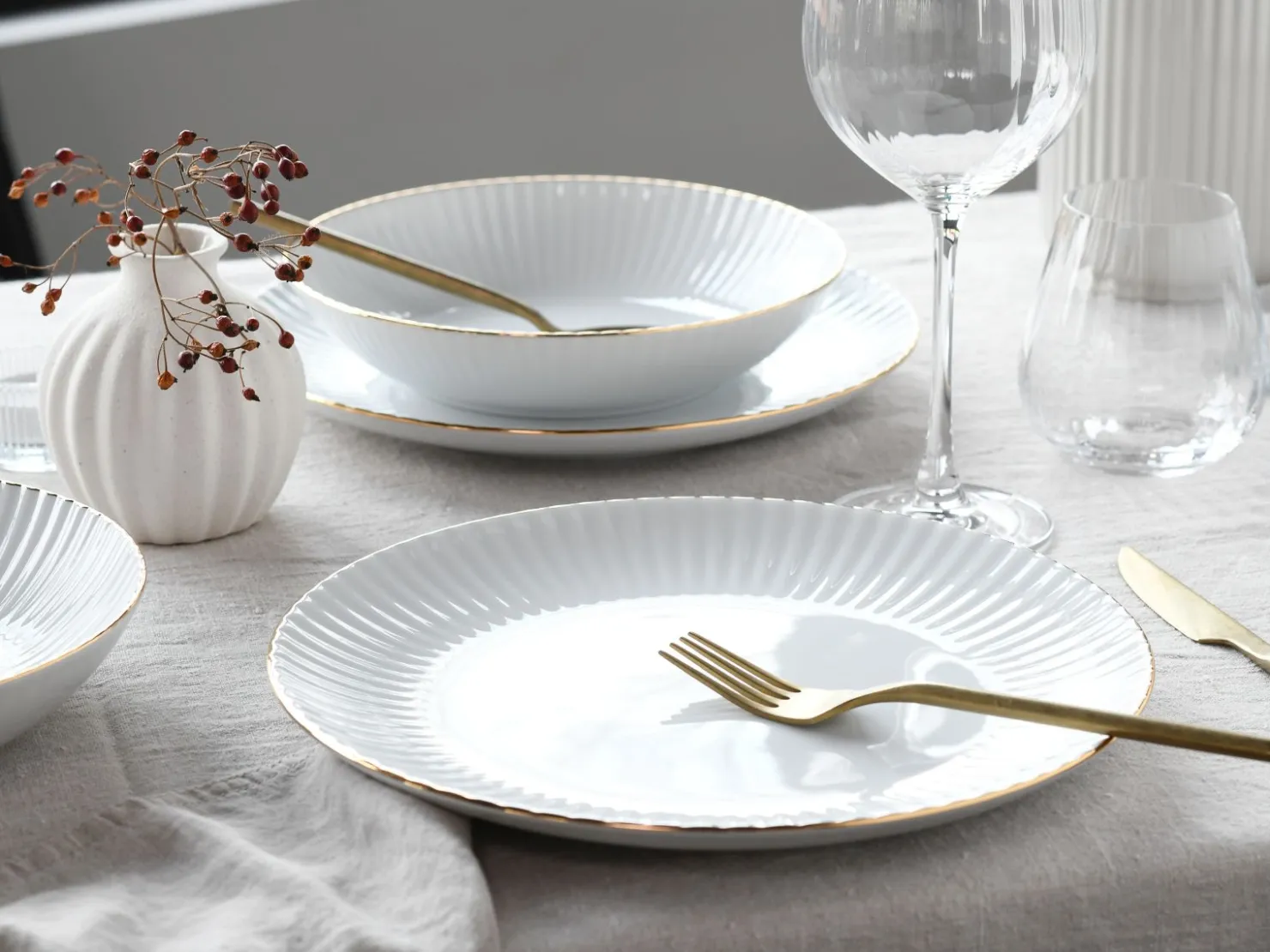 Creatable Geschirrset|Allegra - Tafelservice 12-tlg - Goldband