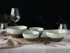 Creatable Bowls & Schüsseln|Geschirrset|Basalt Bio - Bowl 4-tlg - Salbei