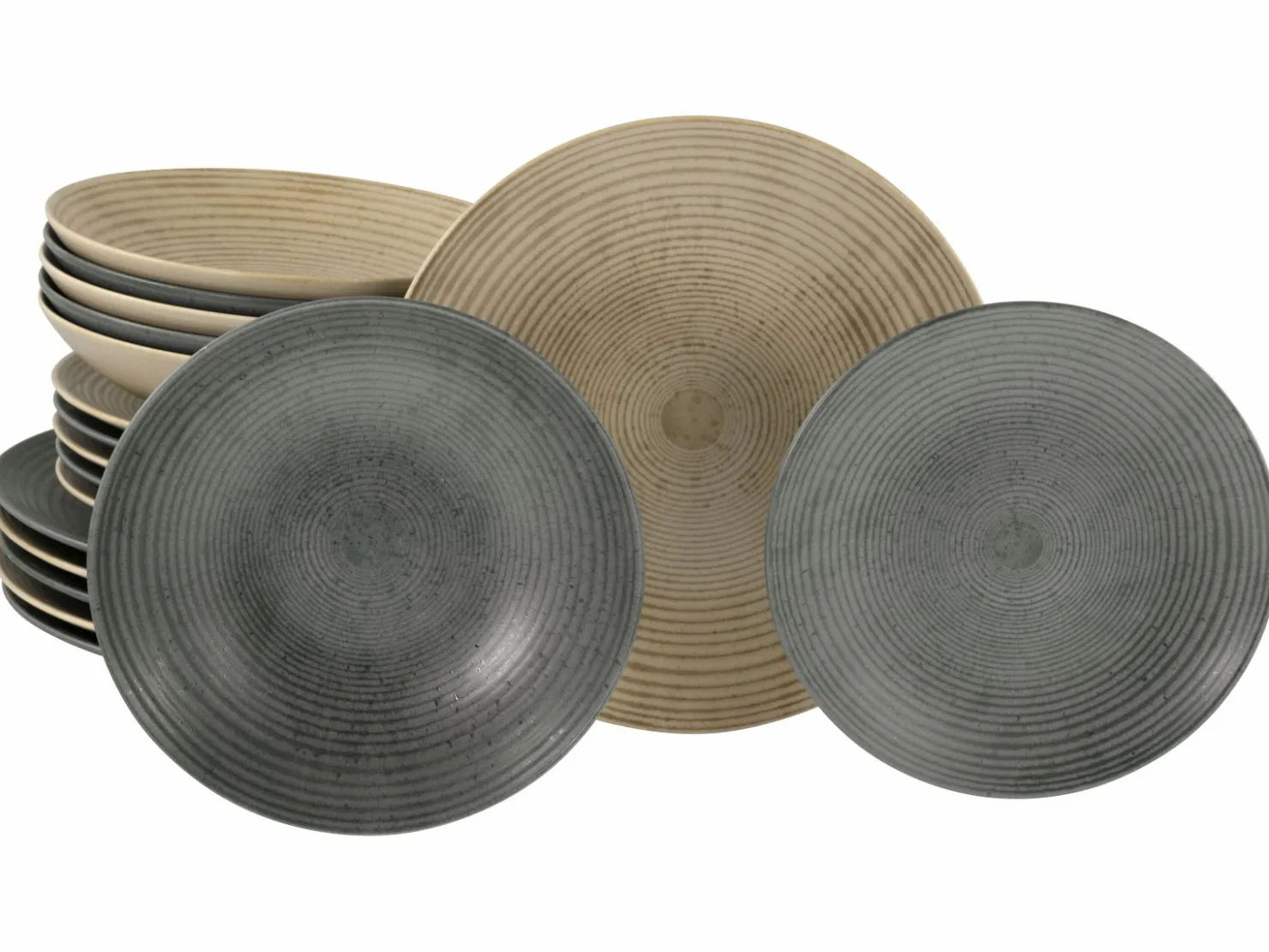 Creatable Geschirrset|Teller|Catania - Tellerset 18-tlg - Anthrazit-sand