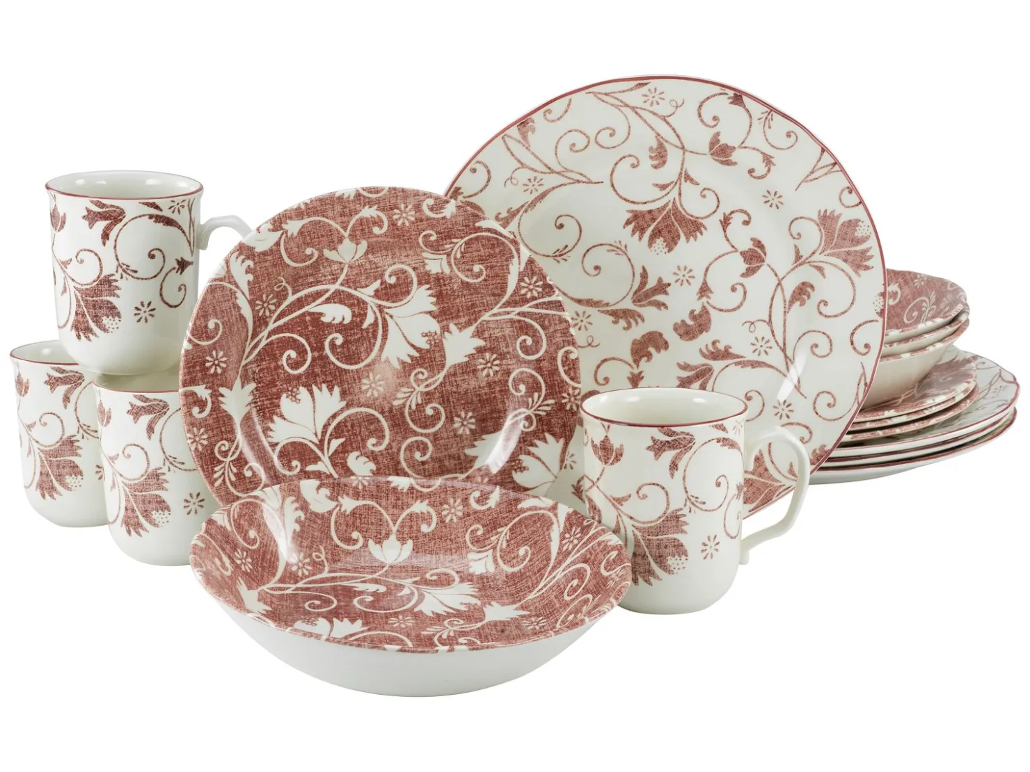 Creatable Geschirrset|Damask - Kombiservice 16-tlg - Pink