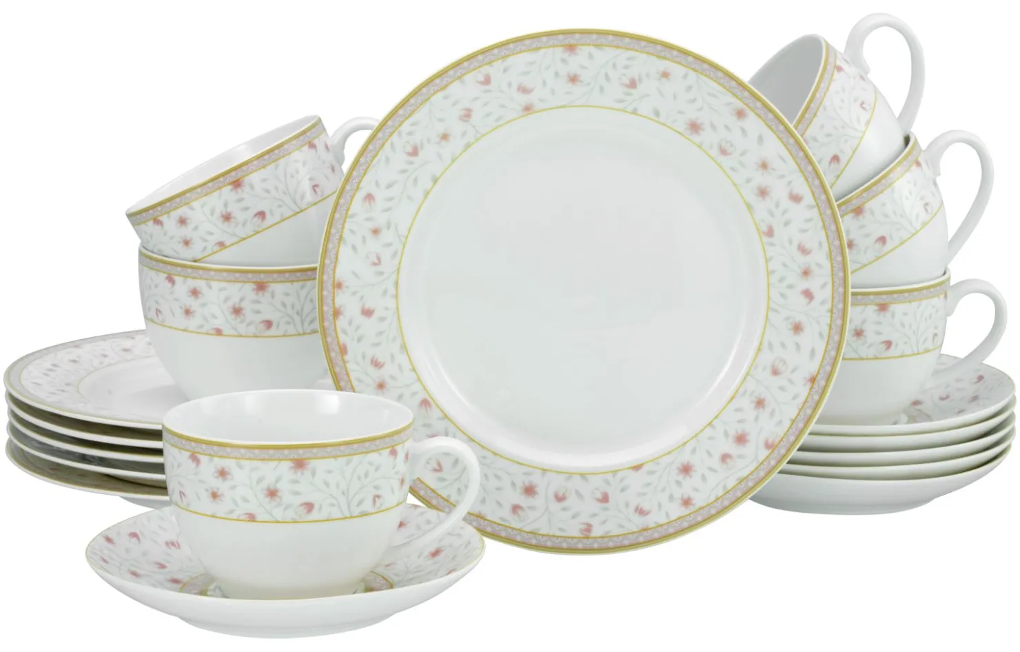 Creatable Geschirrset|Emilia - Kaffeeservice 18-tlg - Creme weiss