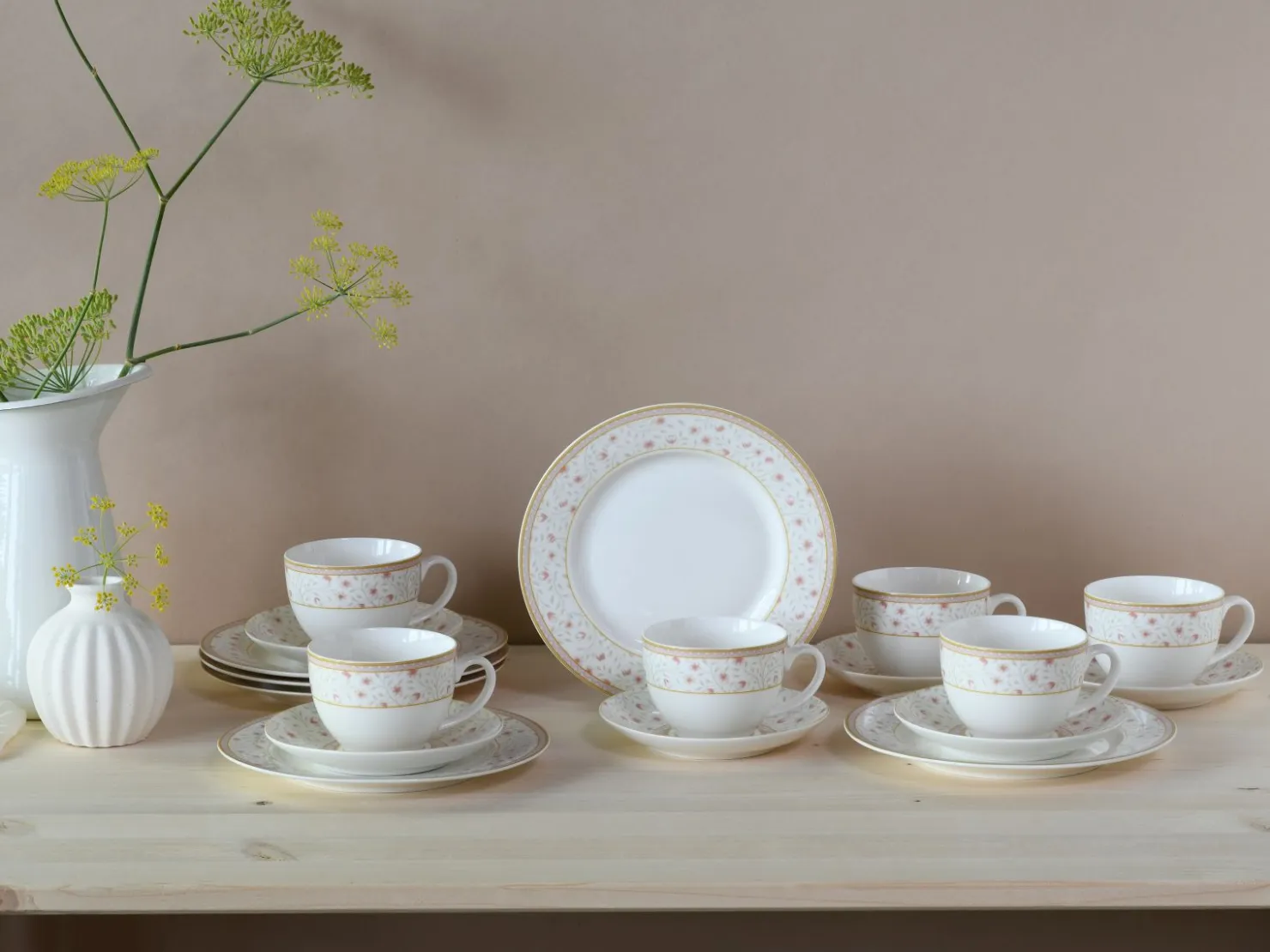 Creatable Geschirrset|Emilia - Kaffeeservice 18-tlg - Creme weiss