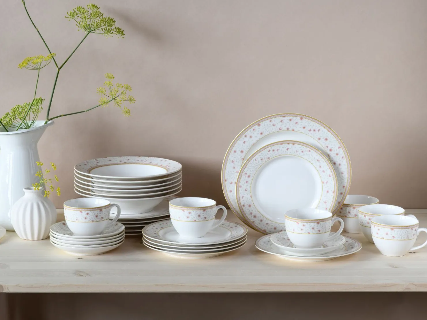 Creatable Geschirrset|Emilia - Kombiservice 30-tlg - Creme weiss