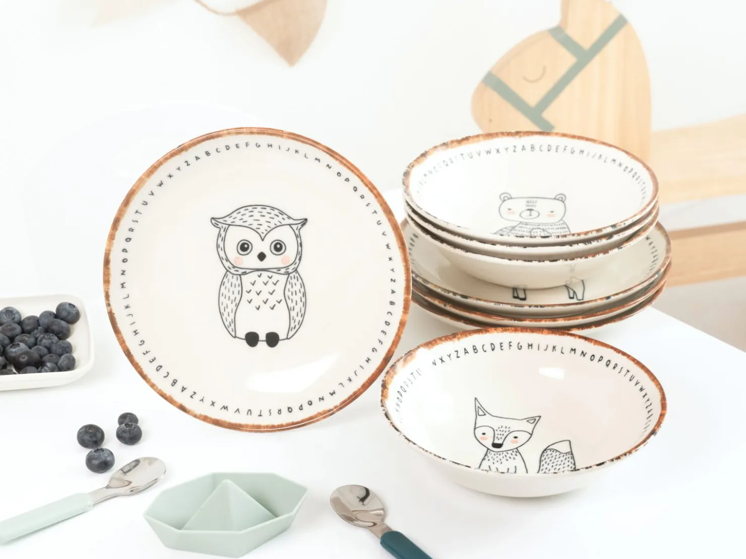 Creatable Geschirrset|Teller|Freunde des Waldes - Tellerset 8-tlg - Bunt