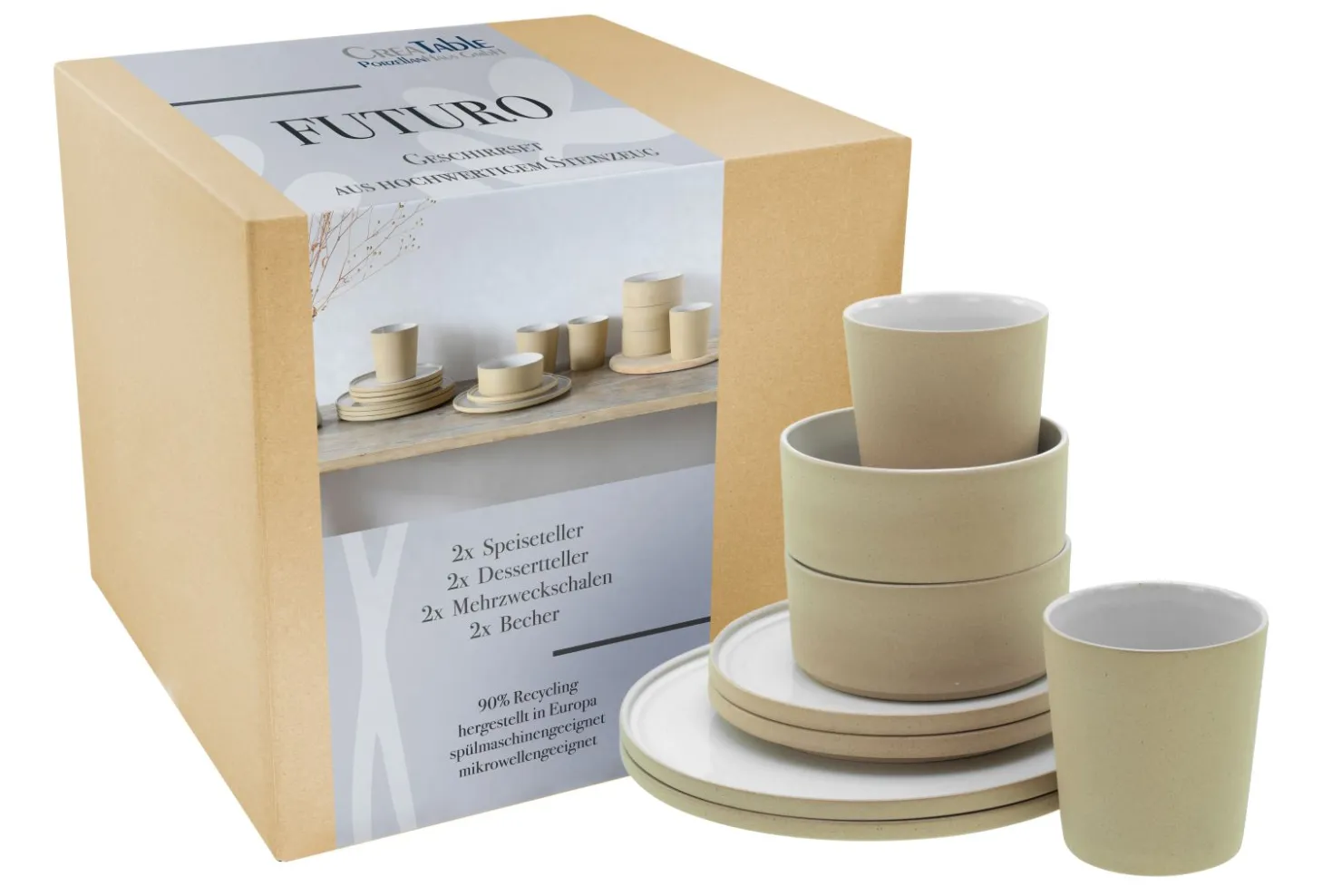Creatable Geschirrset|Futuro - Kombiservice 8-tlg - Sand