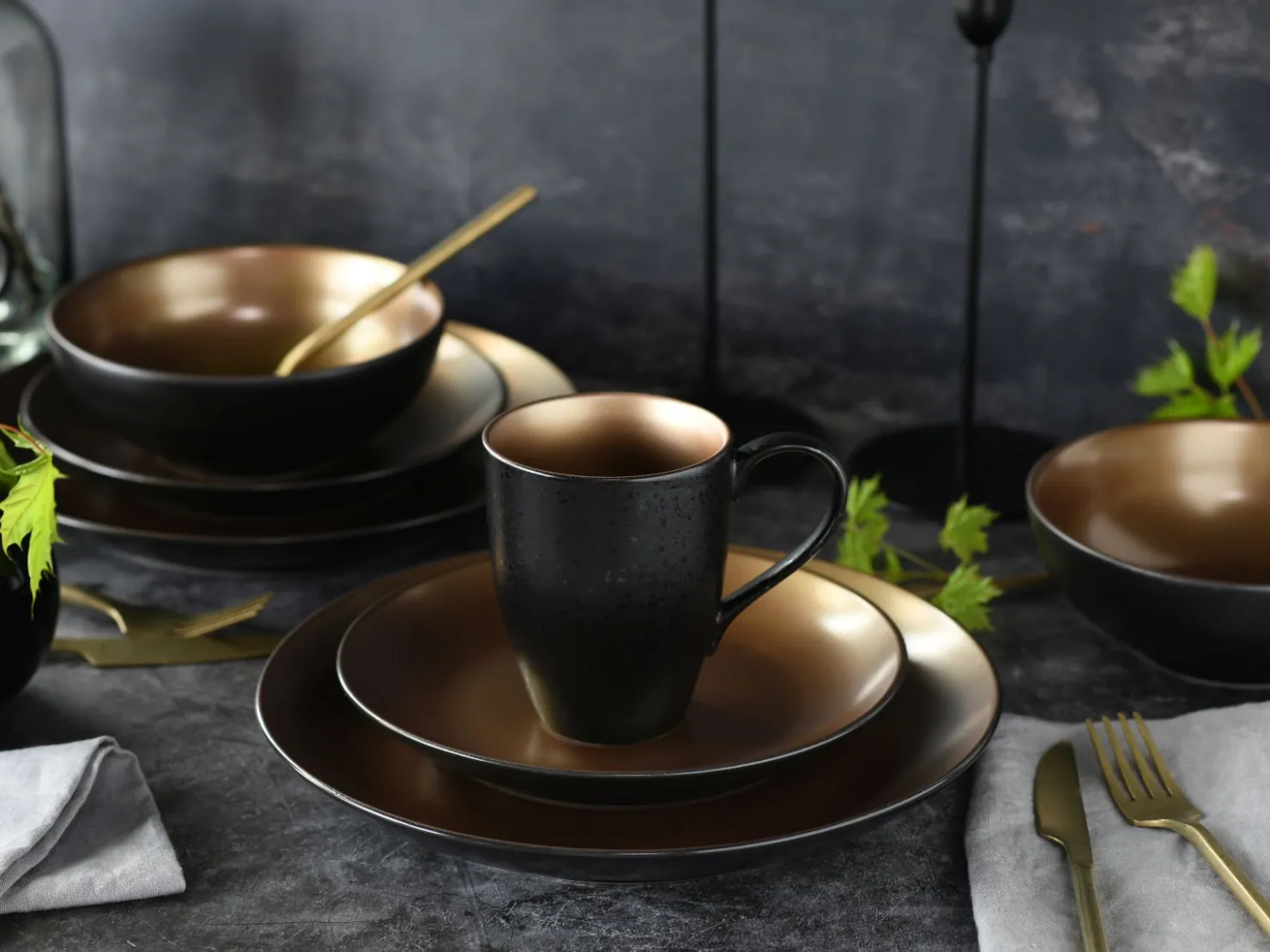 Creatable Geschirrset|Glamour Gold - Kombiservice 16-tlg - gold