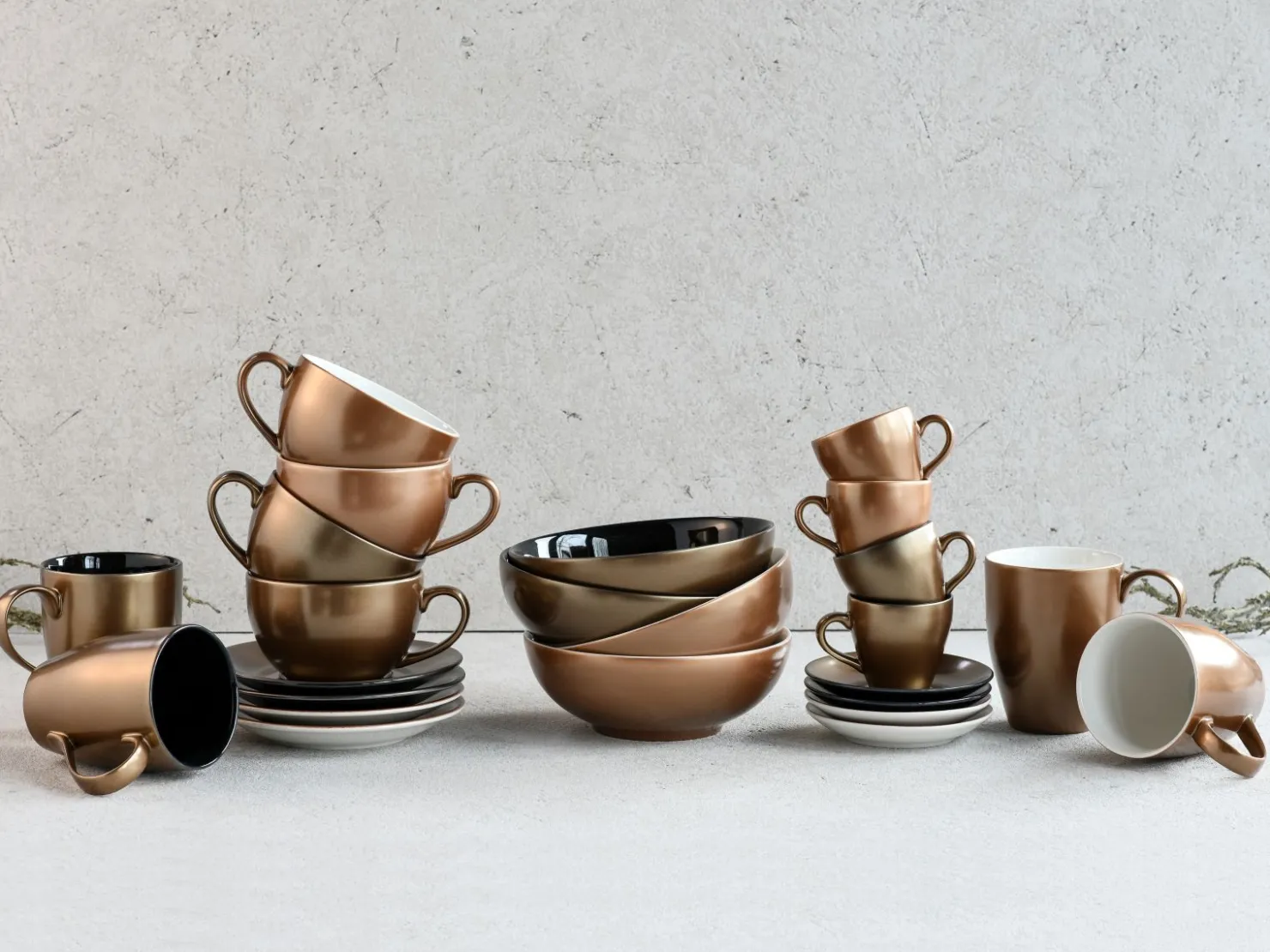 Creatable Geschirrset|Golden Days - Cappuccinoset 4-tlg - Weiss
