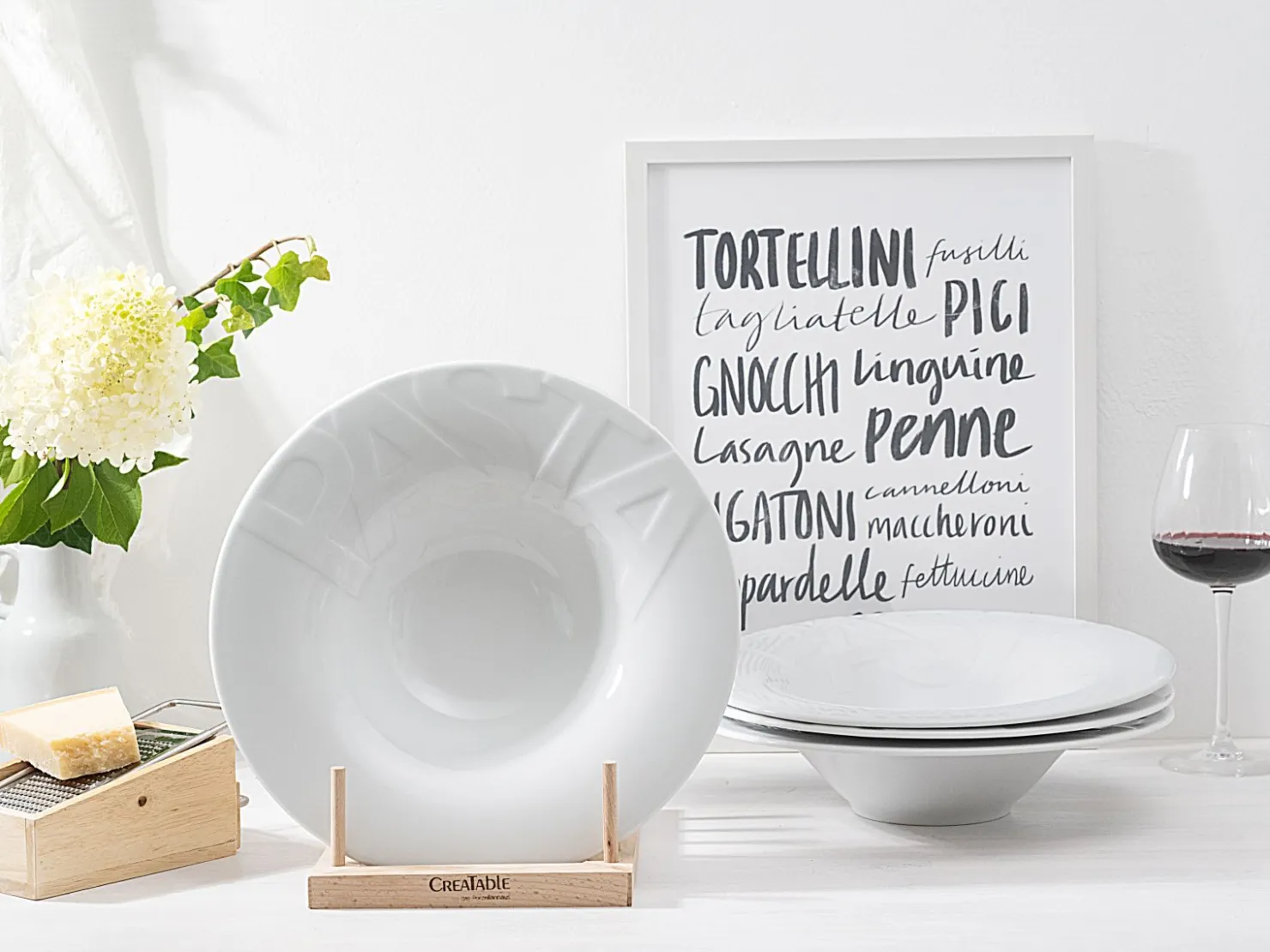 Creatable Pizza & Pasta|Geschirrset|Gourmet - Pastateller 4-tlg - Weiss