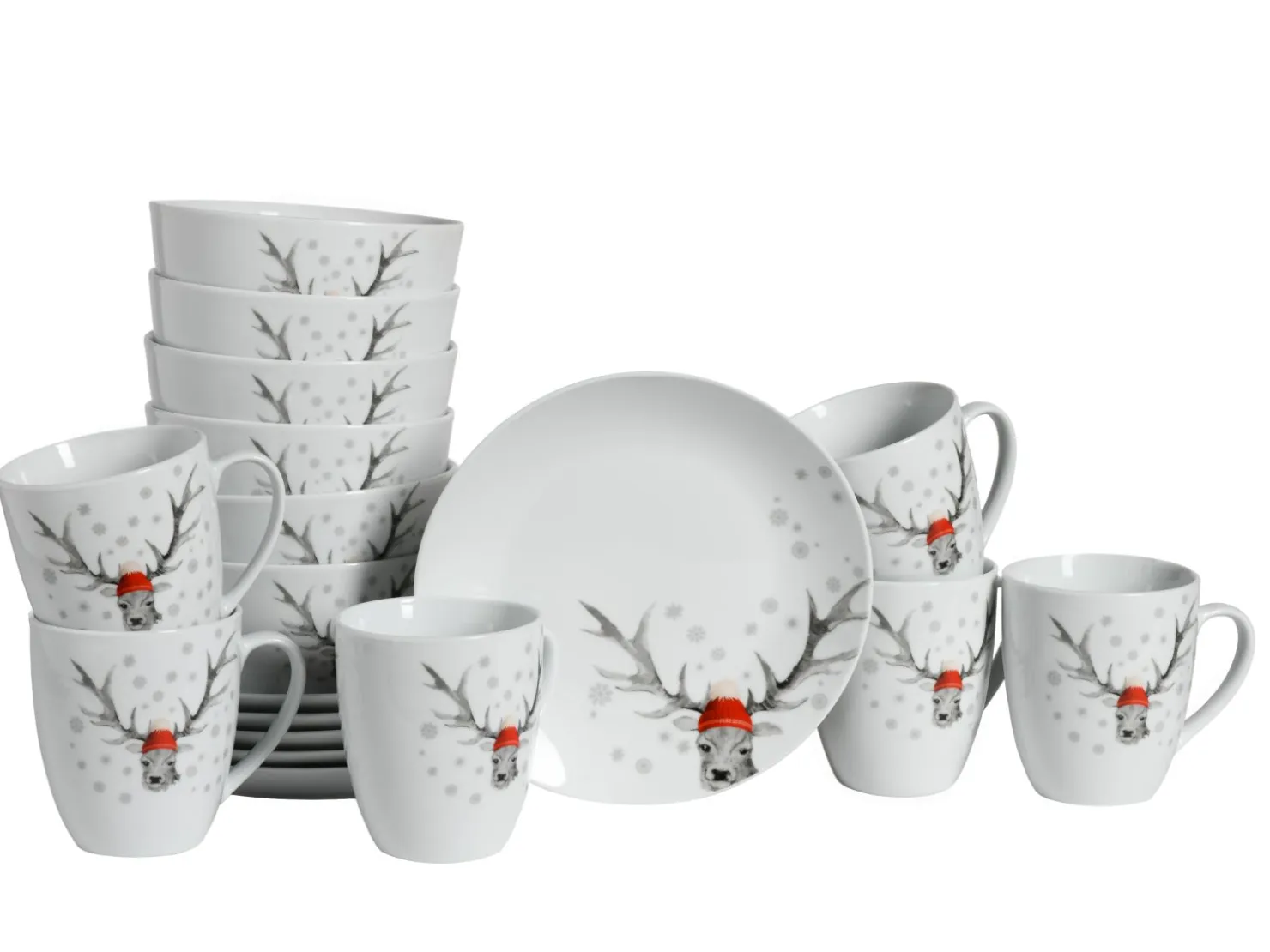 Creatable Geschirrset|Hirsch - Frühstücksset 18-tlg - Weiss