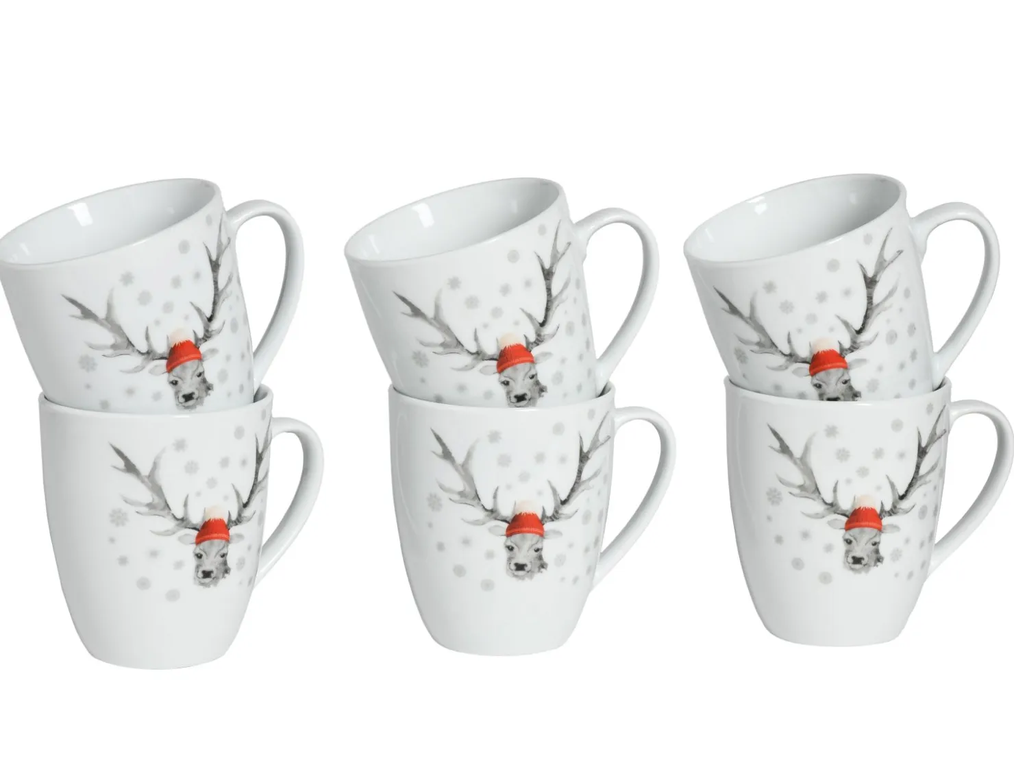 Creatable Becher & Tassen|Geschirrset|Hirsch - Kaffeebecher 6-tlg - Weiss