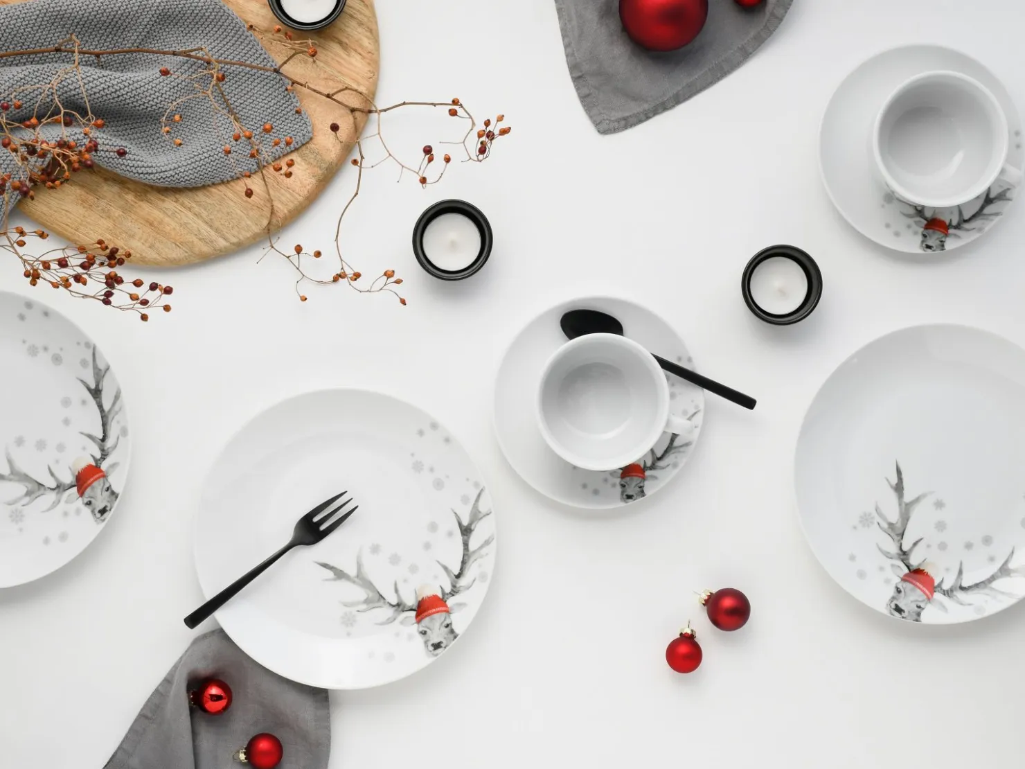 Creatable Geschirrset|Hirsch - Kaffeeservice - Weiss