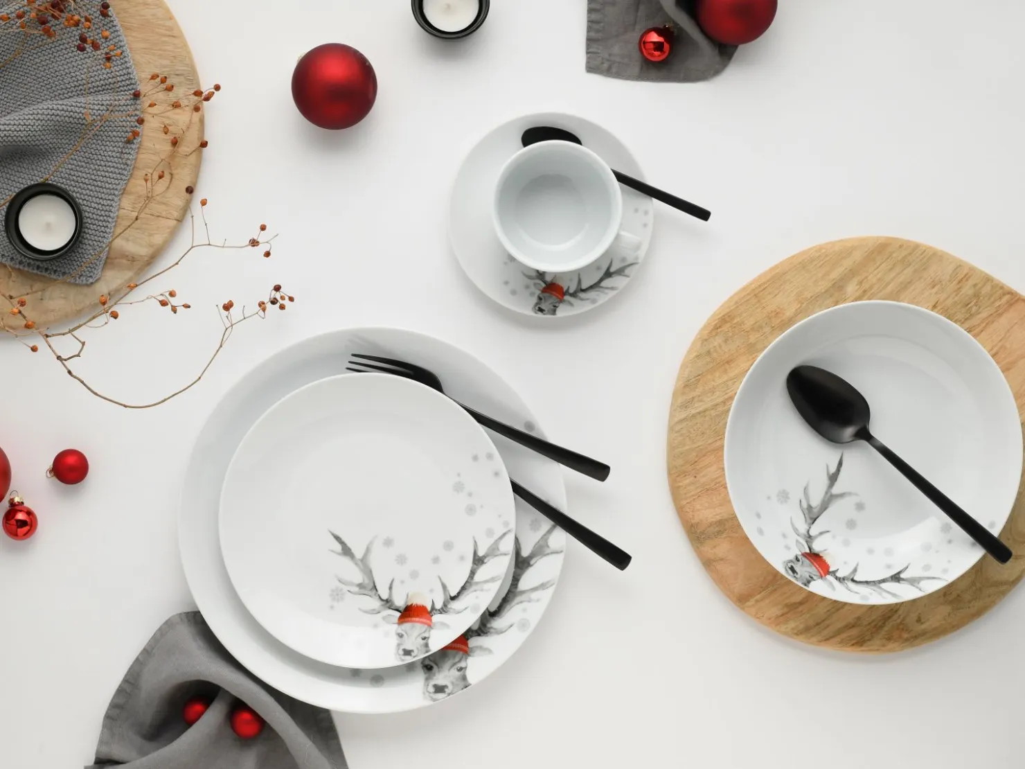 Creatable Geschirrset|Hirsch - Kombiservice - Weiss
