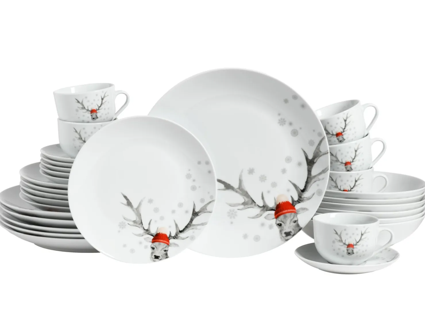 Creatable Geschirrset|Hirsch - Kombiservice - Weiss