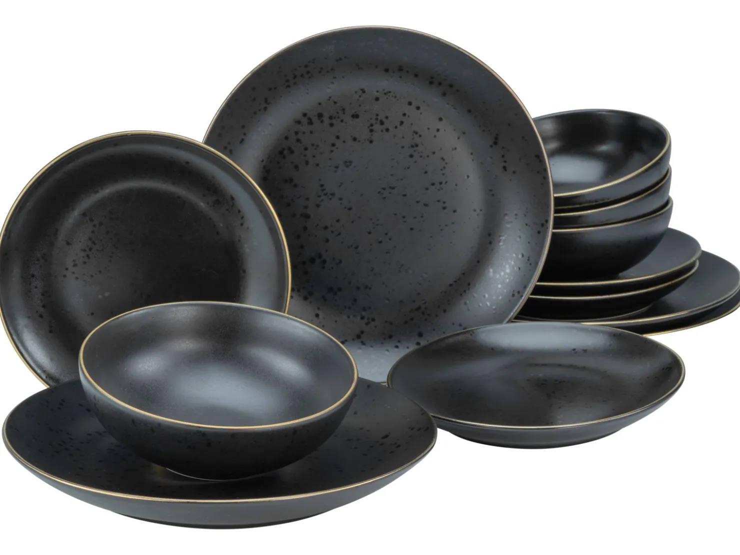 Creatable Geschirrset|Teller|Industrial Tellerset 12-tlg - Schwarz