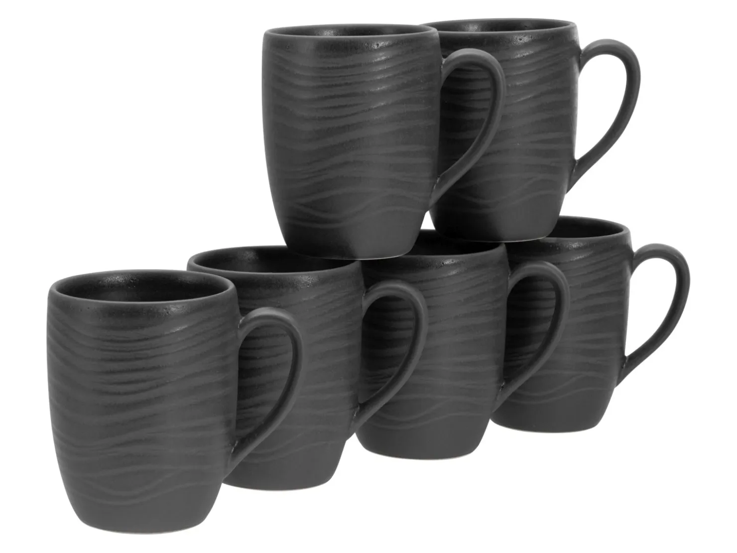 Creatable Becher & Tassen|Geschirrset|Lava Stone - Kaffeebecher 6-tlg - Schwarz