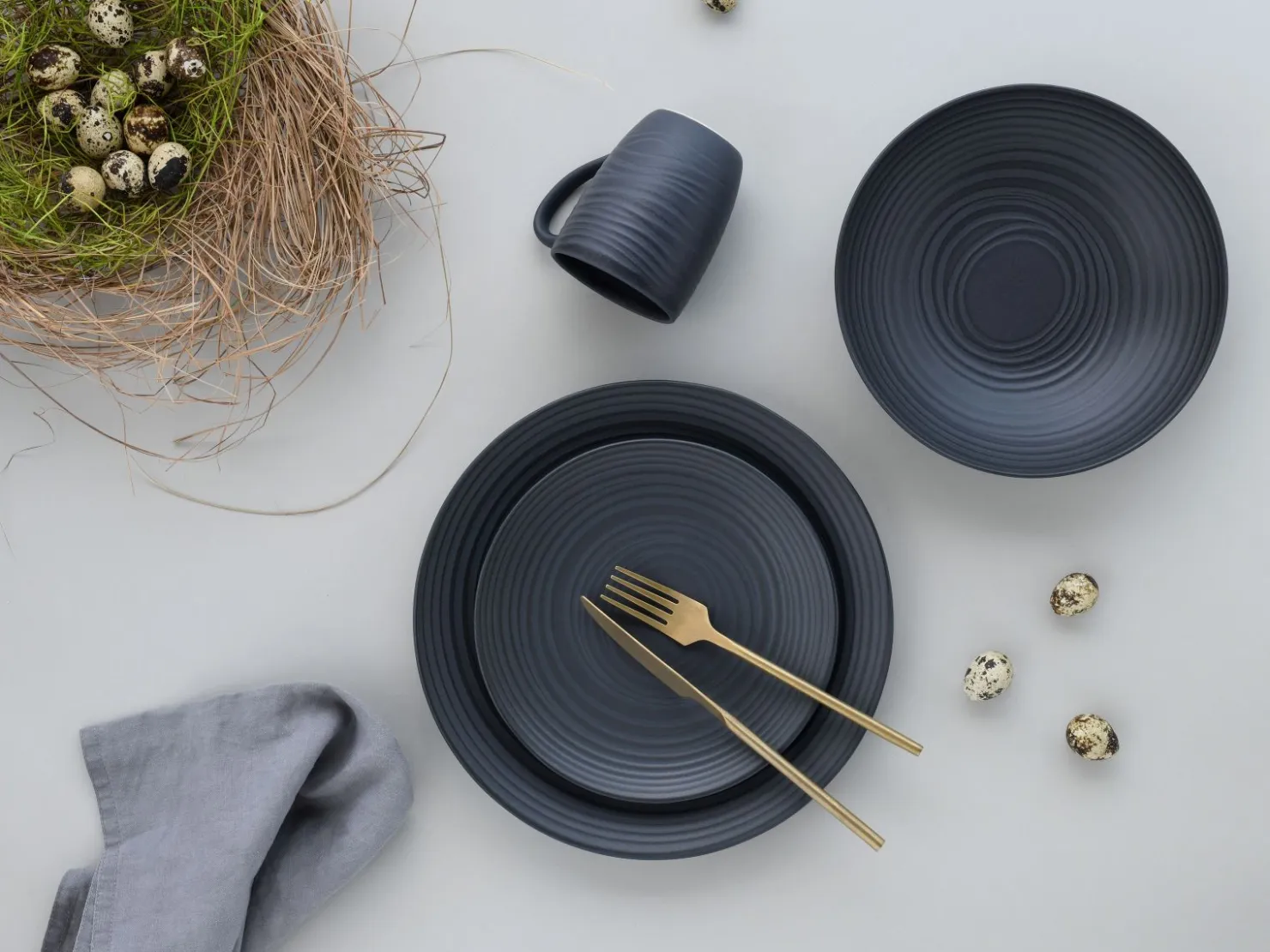 Creatable Becher & Tassen|Geschirrset|Lava Stone - Kaffeebecher 6-tlg - Schwarz