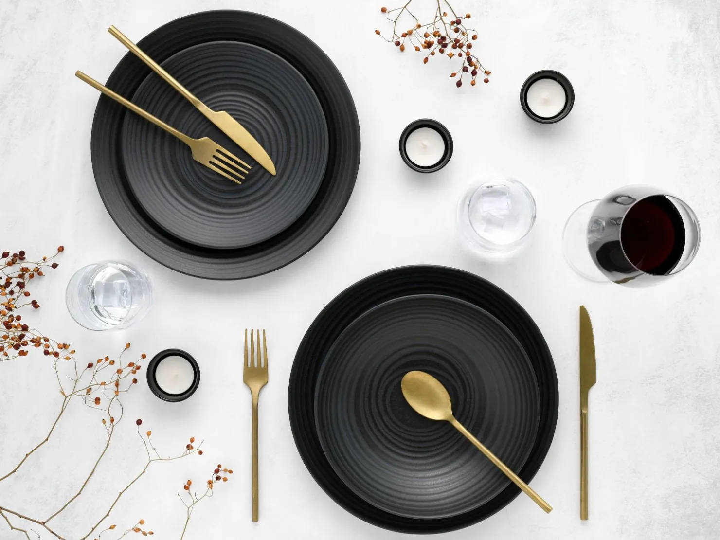 Creatable Geschirrset|Teller|Lava Stone - Tellerset 12-tlg, Lava Stone - Tafelservice 12-tlg - Schwarz