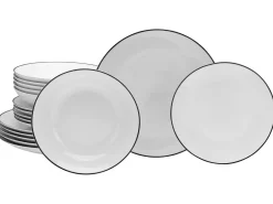 Creatable Geschirrset|Luna - Tellerset 18-tlg, Luna Black Line - Tellerset 18-tlg - Weiss