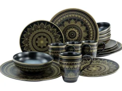 Creatable Geschirrset|Mandala - Kombiservice 16-tlg - Gold-Schwarz