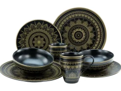 Creatable Geschirrset|Mandala - Kombiservice 8-tlg - Gold-Schwarz