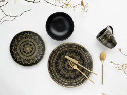 Creatable Geschirrset|Mandala - Kombiservice 8-tlg - Gold-Schwarz