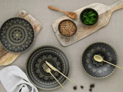 Creatable Geschirrset|Mandala - Tellerset 12-tlg - Gold-Schwarz