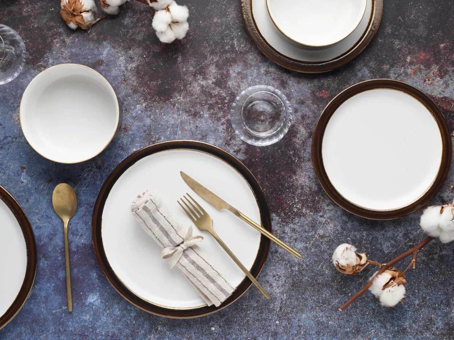 Creatable Geschirrset|Teller|Modern Industrial - Tellerset 12-tlg - Weiss - Gold