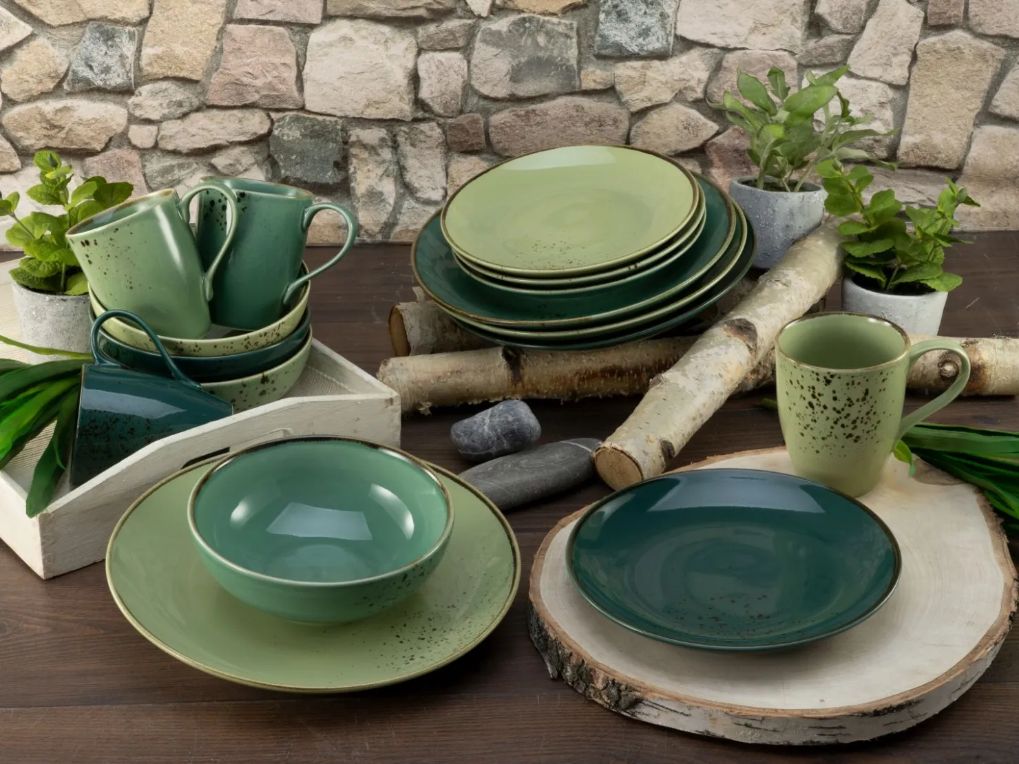 Creatable Geschirrset|Nature Collection - Kombiservice 16-tlg - Aqua