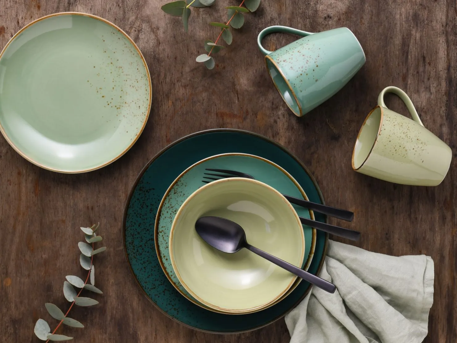 Creatable Geschirrset|Nature Collection - Kombiservice 16-tlg - Aqua