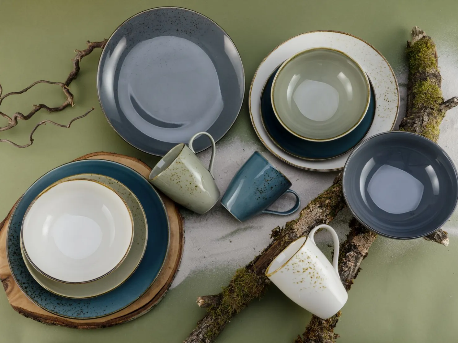 Creatable Geschirrset|Nature Collection - Kombiservice 16-tlg - Aqua