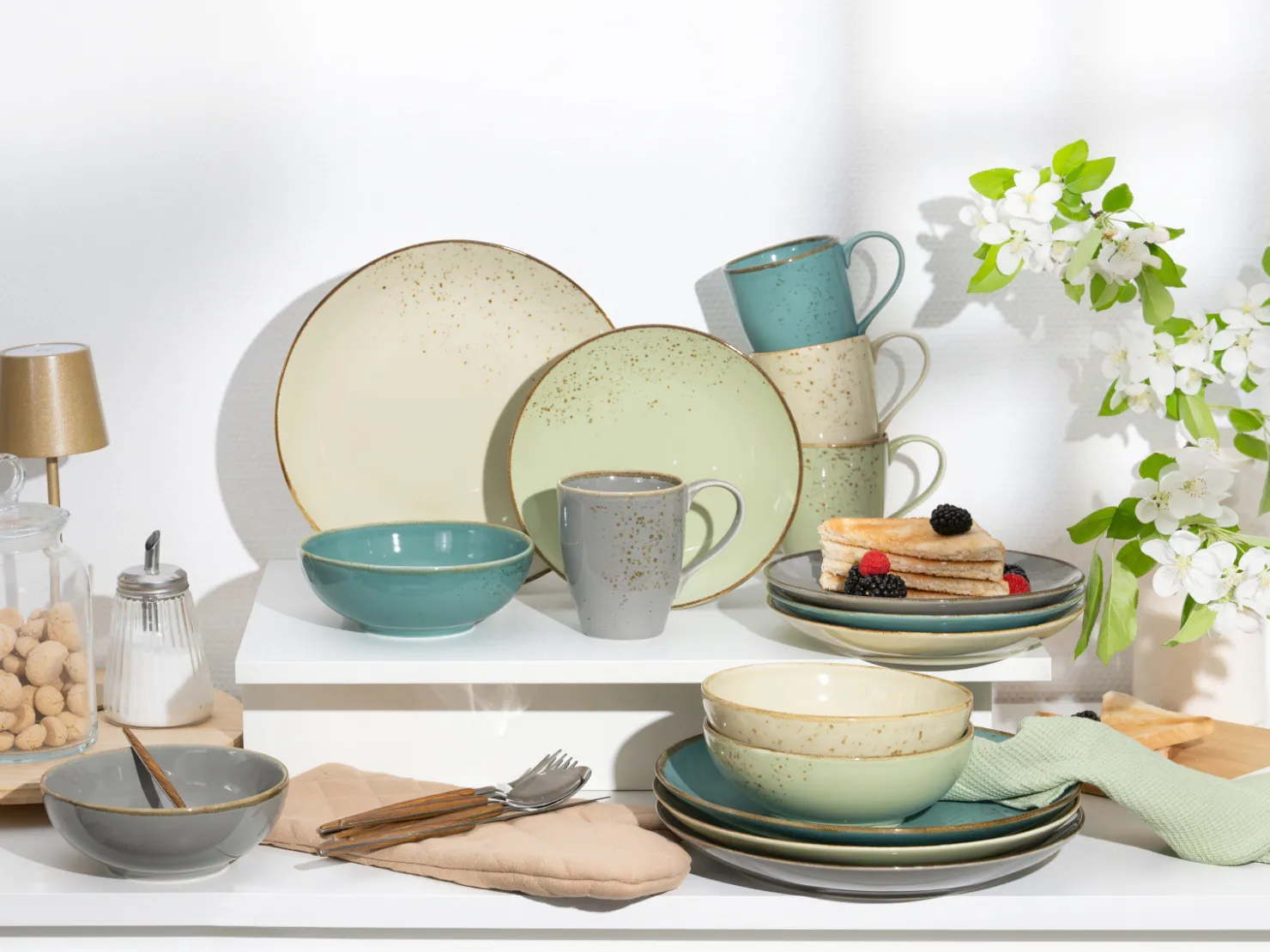 Creatable Geschirrset|Nature Collection - Kombiservice 16-tlg - Aqua