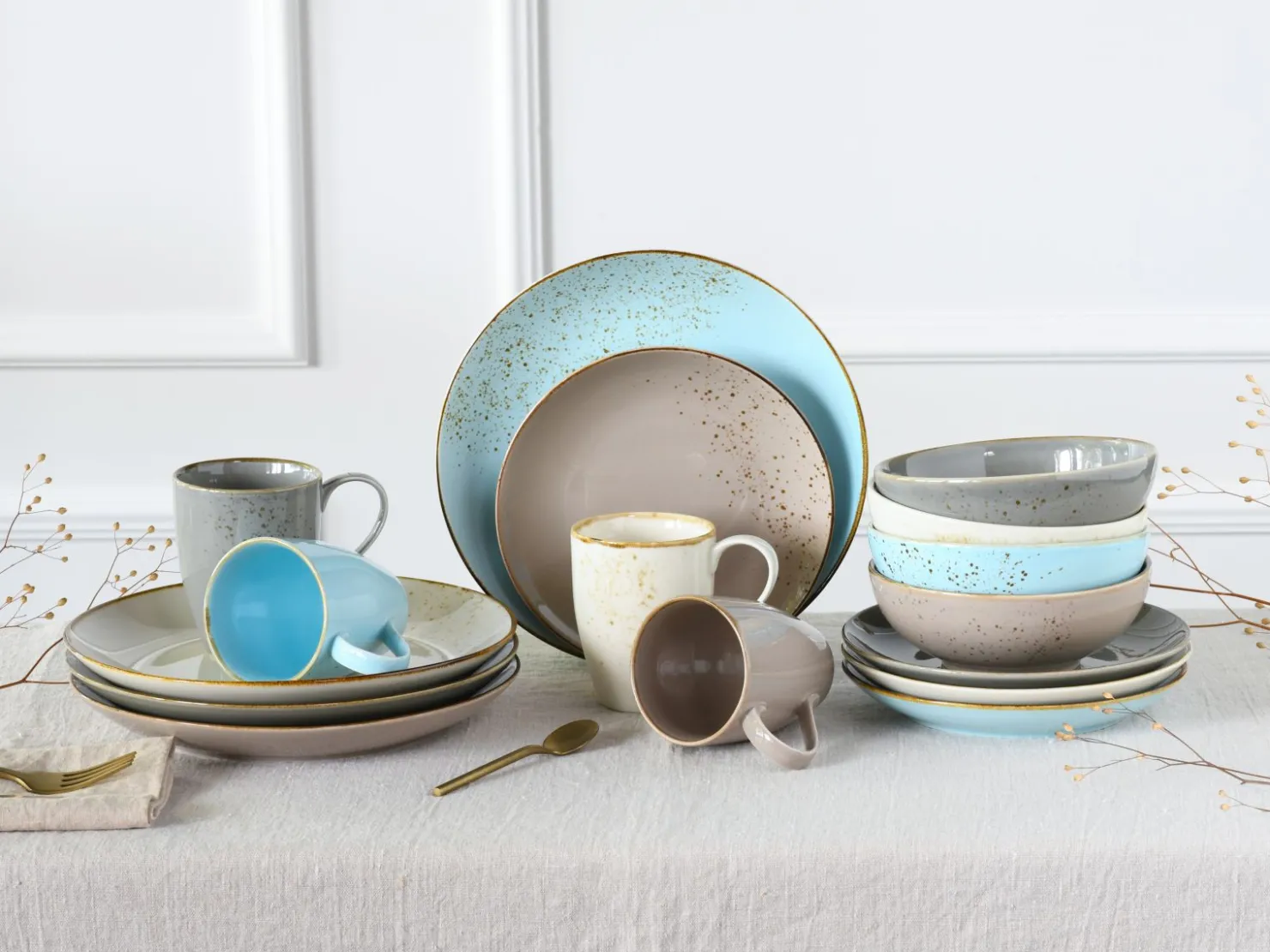 Creatable Geschirrset|Nature Collection - Kombiservice 16-tlg - Aqua