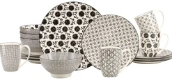Creatable Geschirrset|New Style - Kombiservice 16-tlg - Schwarz-Weiss