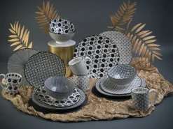 Creatable Geschirrset|New Style - Kombiservice 16-tlg - Schwarz-Weiss