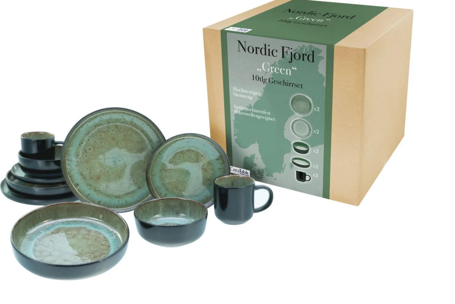 Creatable Geschirrset|Nordic Fjord - Kombiservice 10-tlg - beige