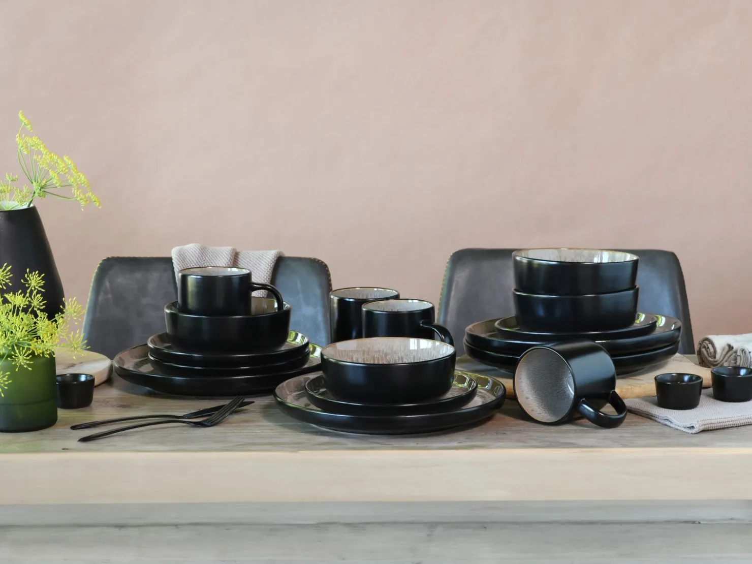 Creatable Geschirrset|Nordic Fjord - Kombiservice 16-tlg - Eisblau - Weiss