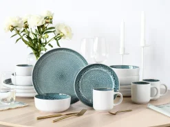 Creatable Geschirrset|Nordic Fjord - Kombiservice 16-tlg - Eisblau - Weiss