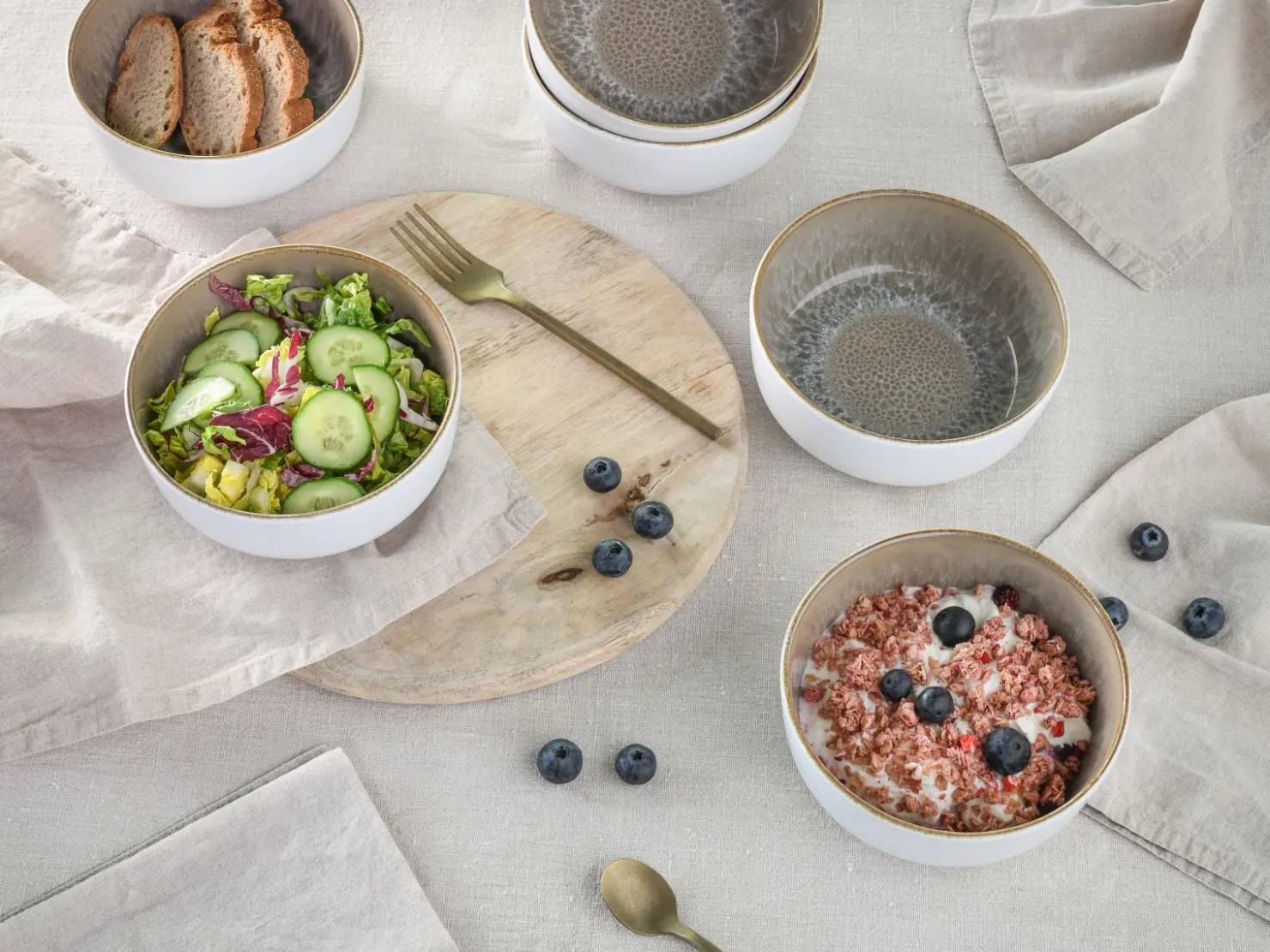 Creatable Bowls & Schüsseln|Geschirrset|Nordic Fjord - Müslischale 6-tlg - beige