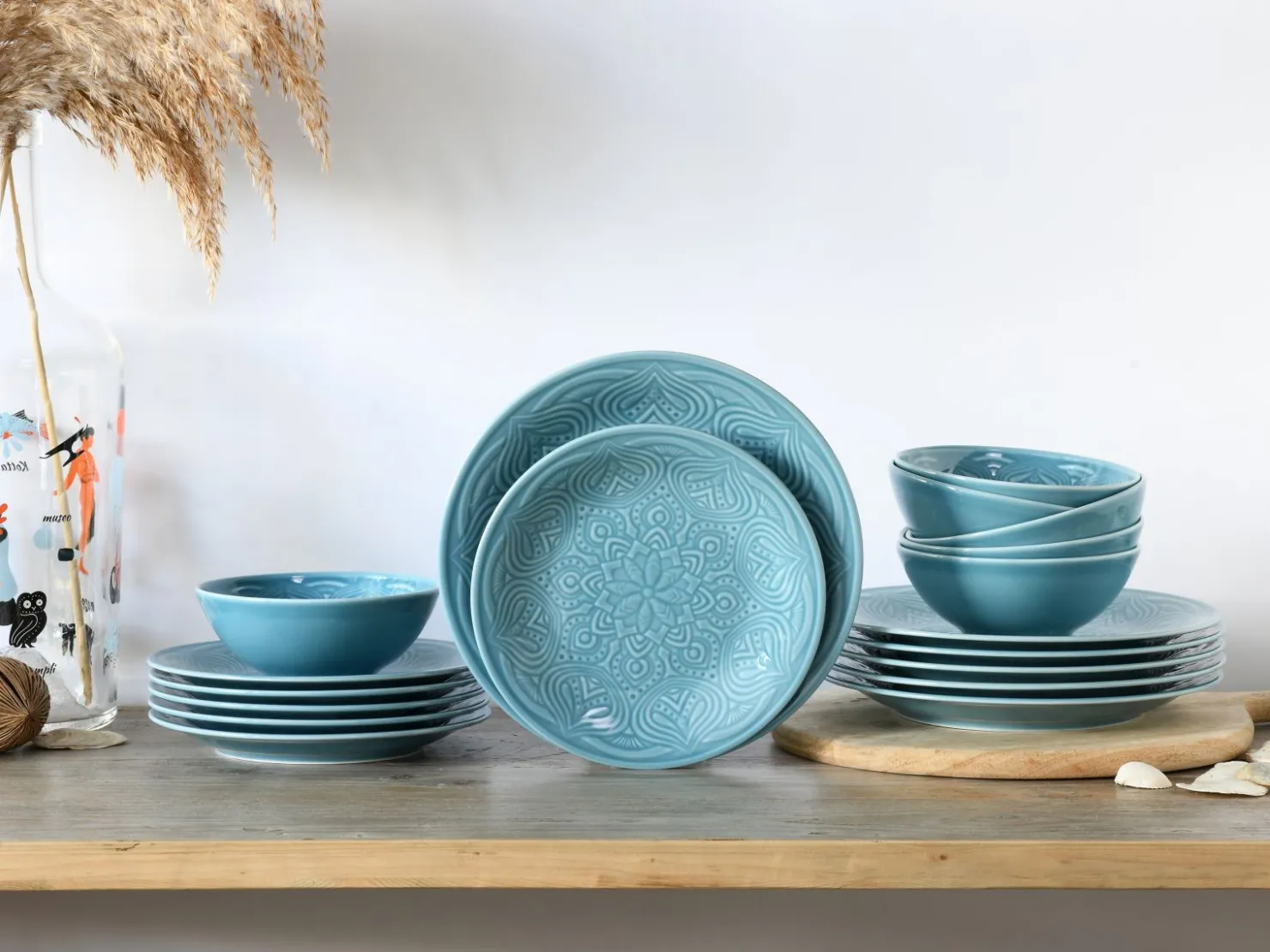 Creatable Geschirrset|Teller|Orient Mandala - Tellerset 18-tlg - Aquamarine