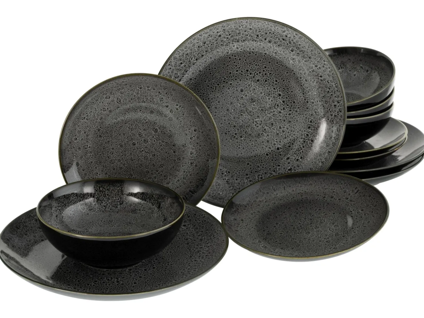 Creatable Geschirrset|Teller|Reactive Nostalgic - Tellerset 12-tlg - Schwarz