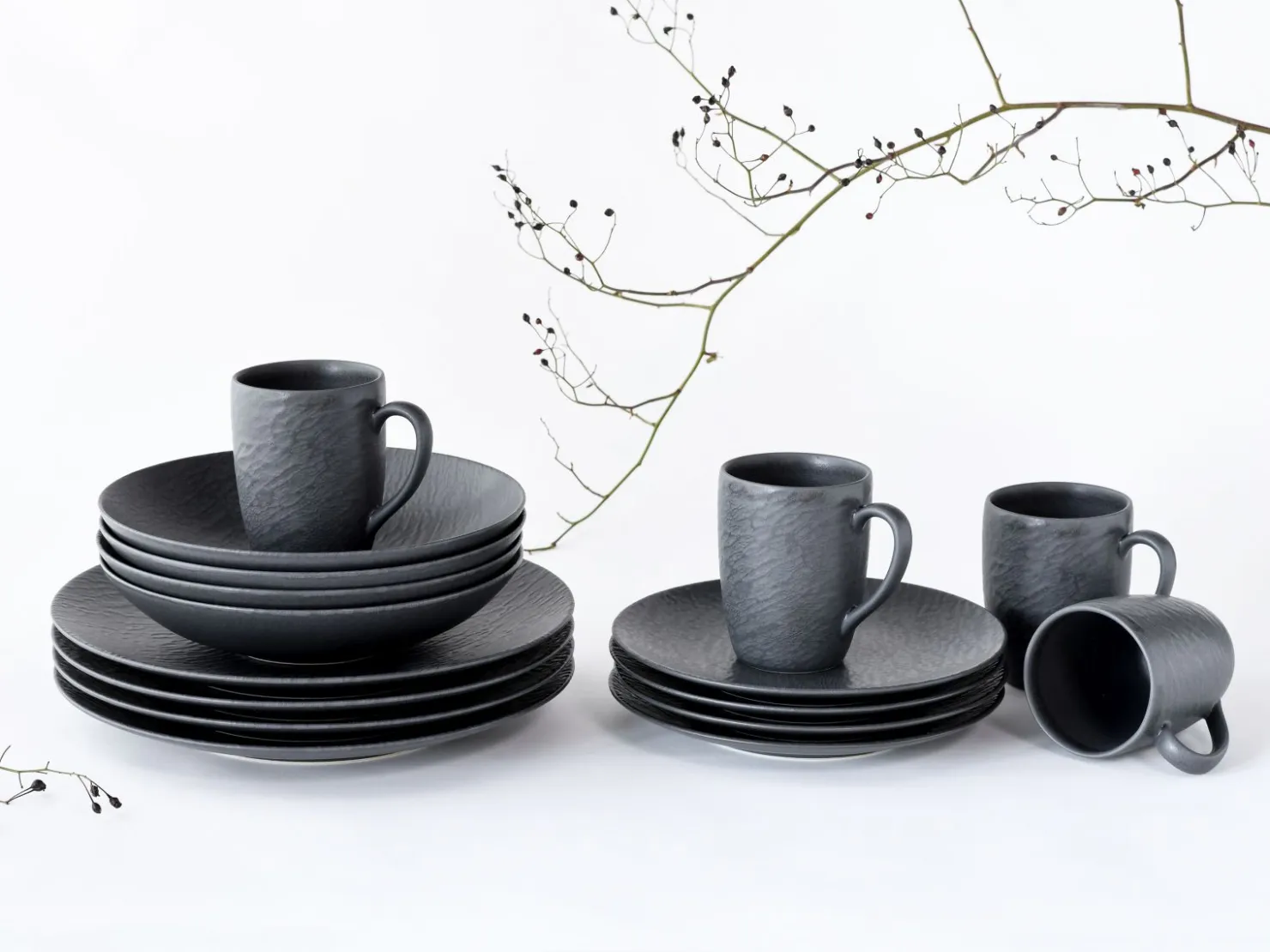 Creatable Geschirrset|Schiefer - Kombiservice 16-tlg - Schwarz