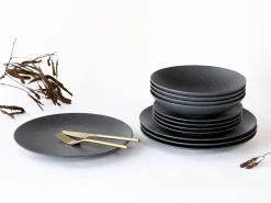 Creatable Geschirrset|Teller|Schiefer - Tellerset 12-tlg - Schwarz