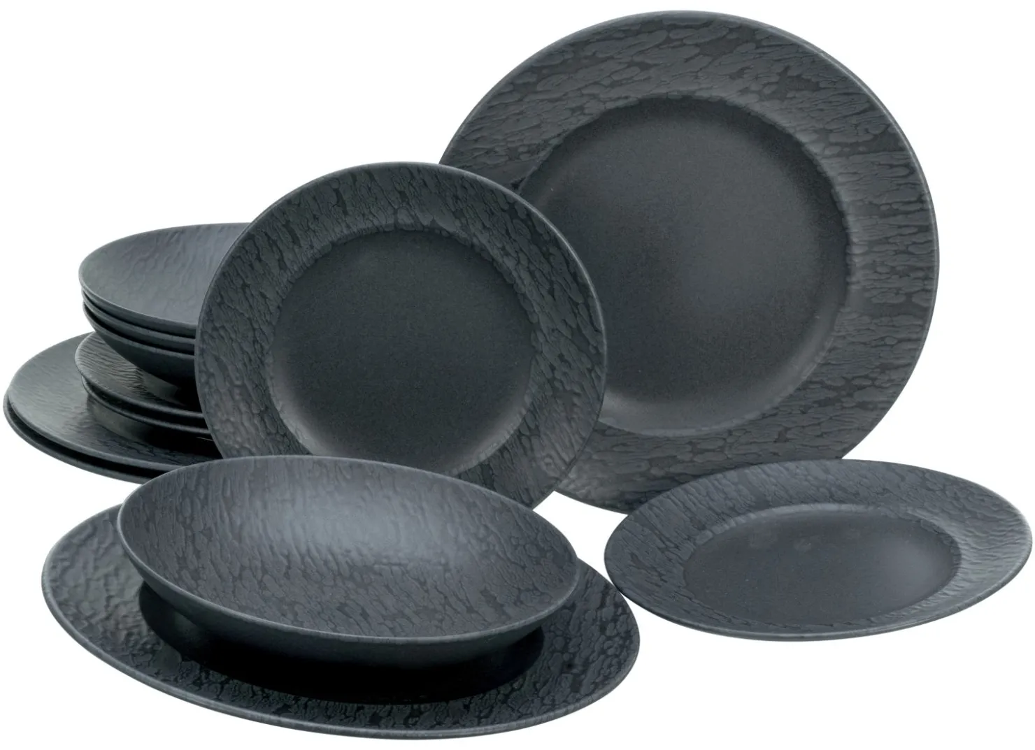 Creatable Geschirrset|Teller|Schiefer - Tellerset 12-tlg - Schwarz