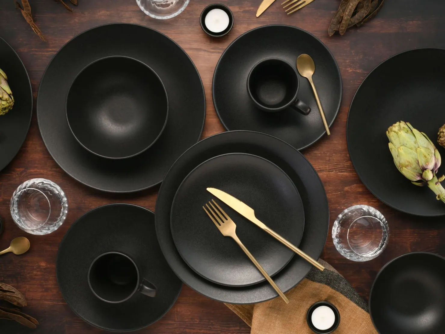 Creatable Geschirrset|Teller|Soft Touch - Tellerset 18-tlg - Schwarz