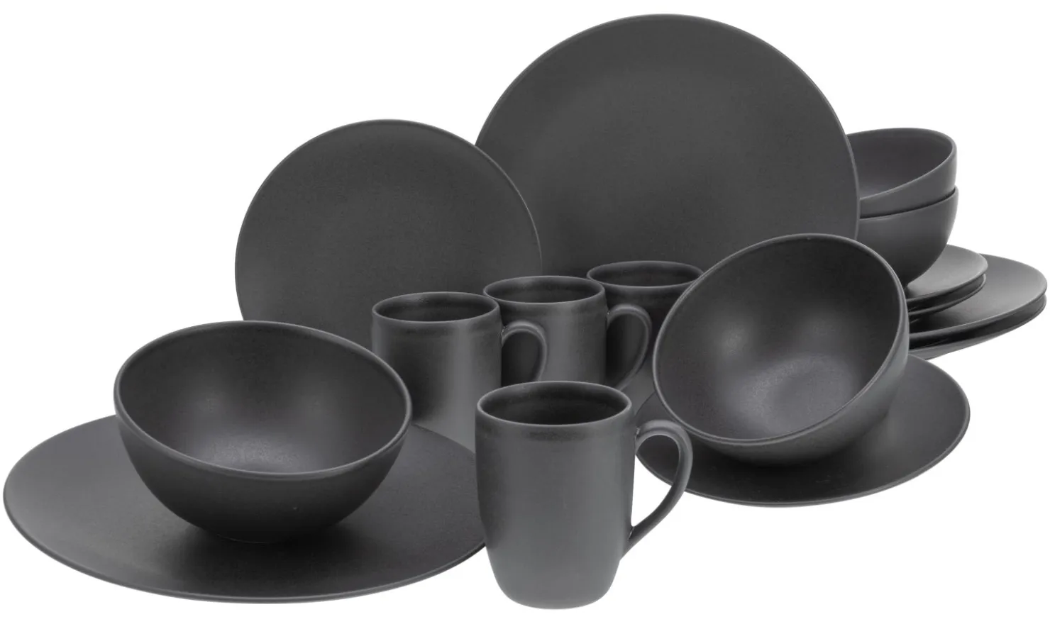 Creatable Geschirrset|Teller|Soft Touch - Tellerset 18-tlg - Schwarz