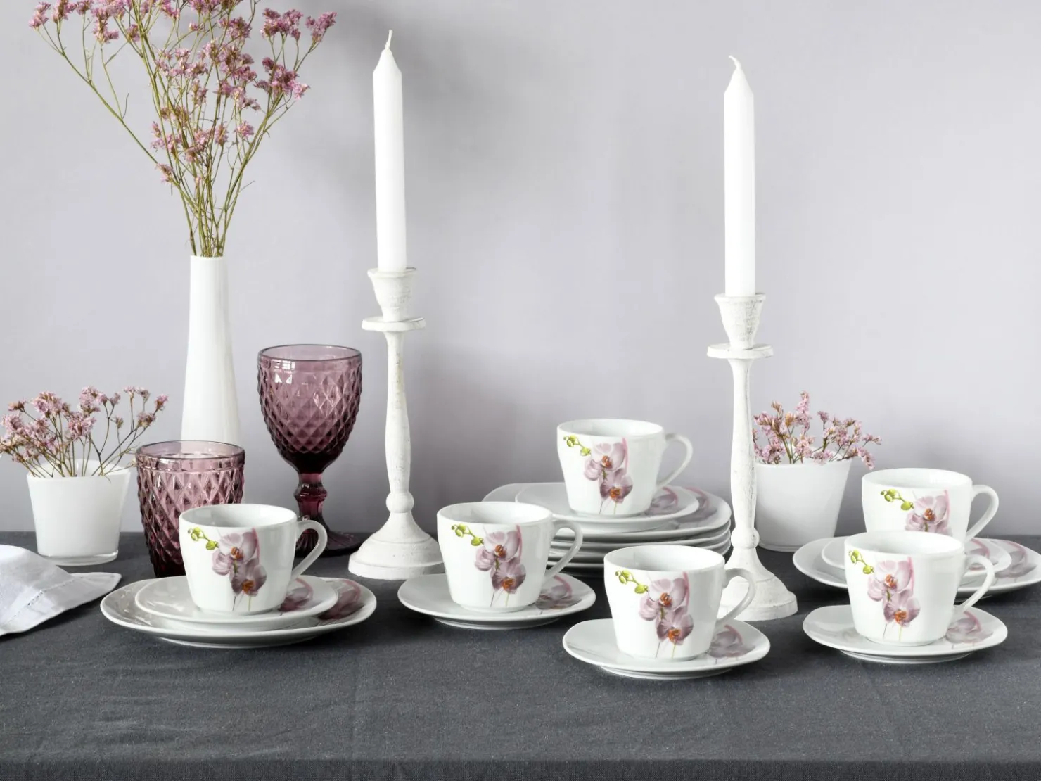 Creatable Geschirrset|Square - Kaffeeservice 18-tlg - Orchidee