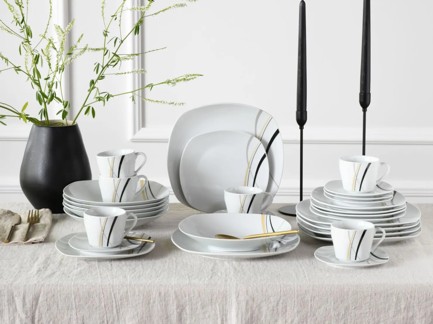 Creatable Geschirrset|Square - Kombiservice 30-tlg - Weiss